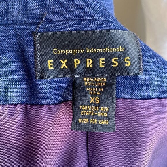 express Vintage 1990s Oversized Linen One Button Blazer with Shoulder Pads - Picture 7 of 7